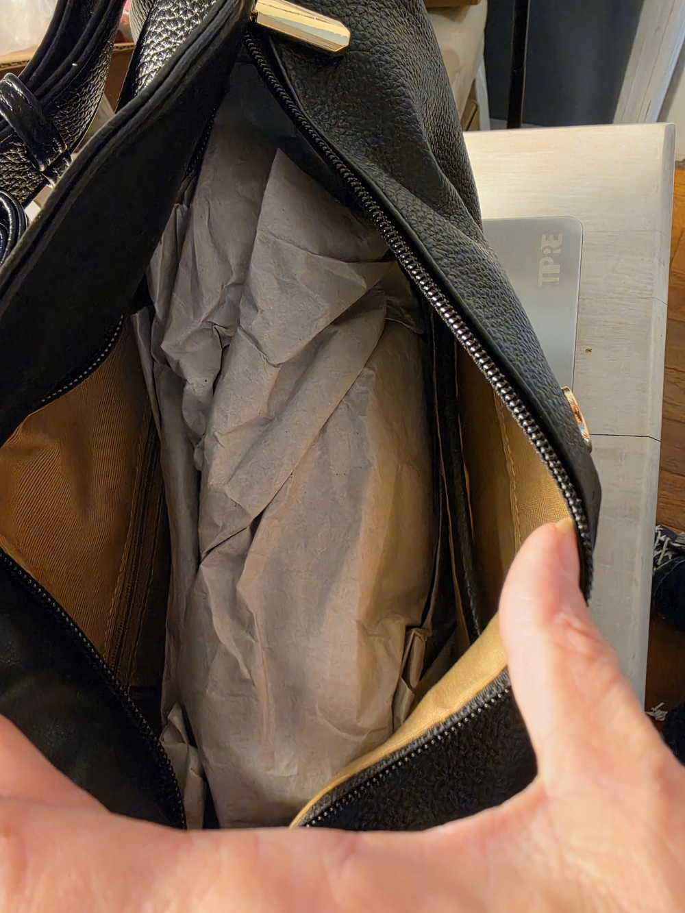 Black Pebbled Leather Shoulder Bag - Picture 5 of 5